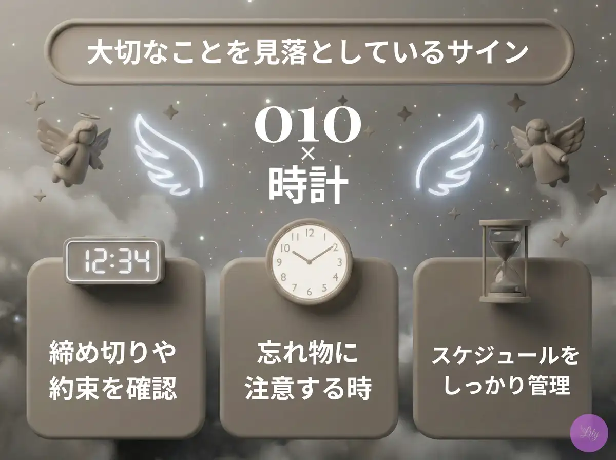 リリーのエンジェルナンバー 010 x 時計