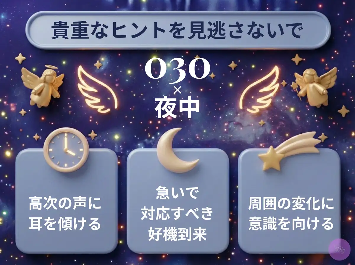 リリーのエンジェルナンバー 030 x 夜中