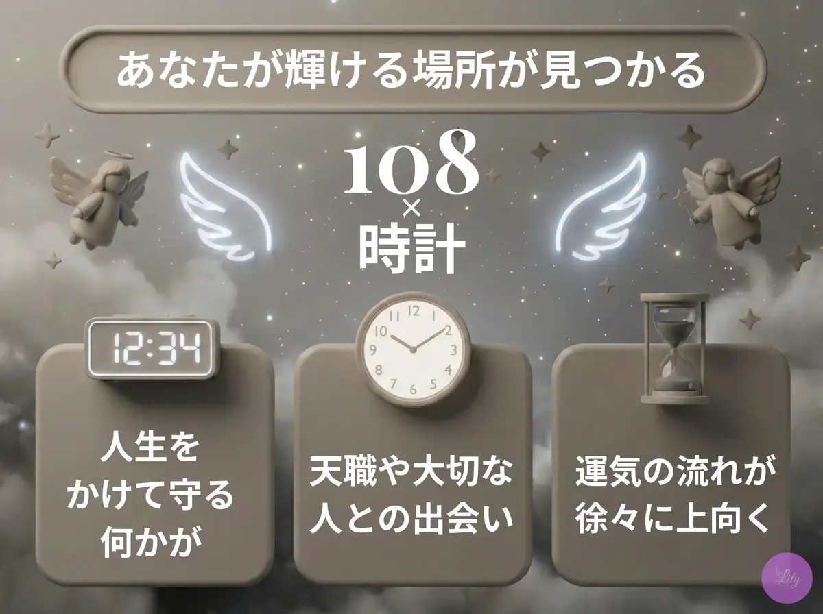 リリーのエンジェルナンバー 108 x 時計