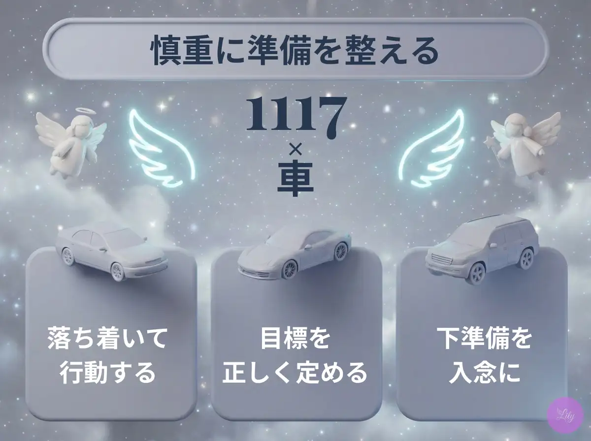 リリーのエンジェルナンバー 1117 x 車