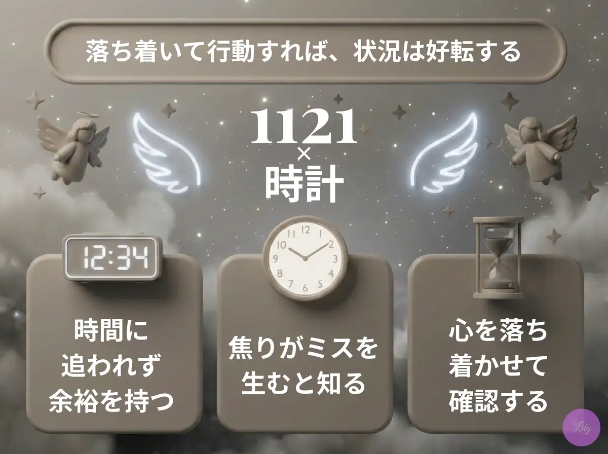 リリーのエンジェルナンバー 1121 x 時計