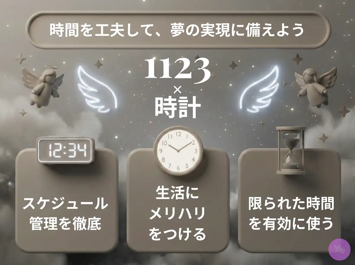 リリーのエンジェルナンバー 1123 x 時計