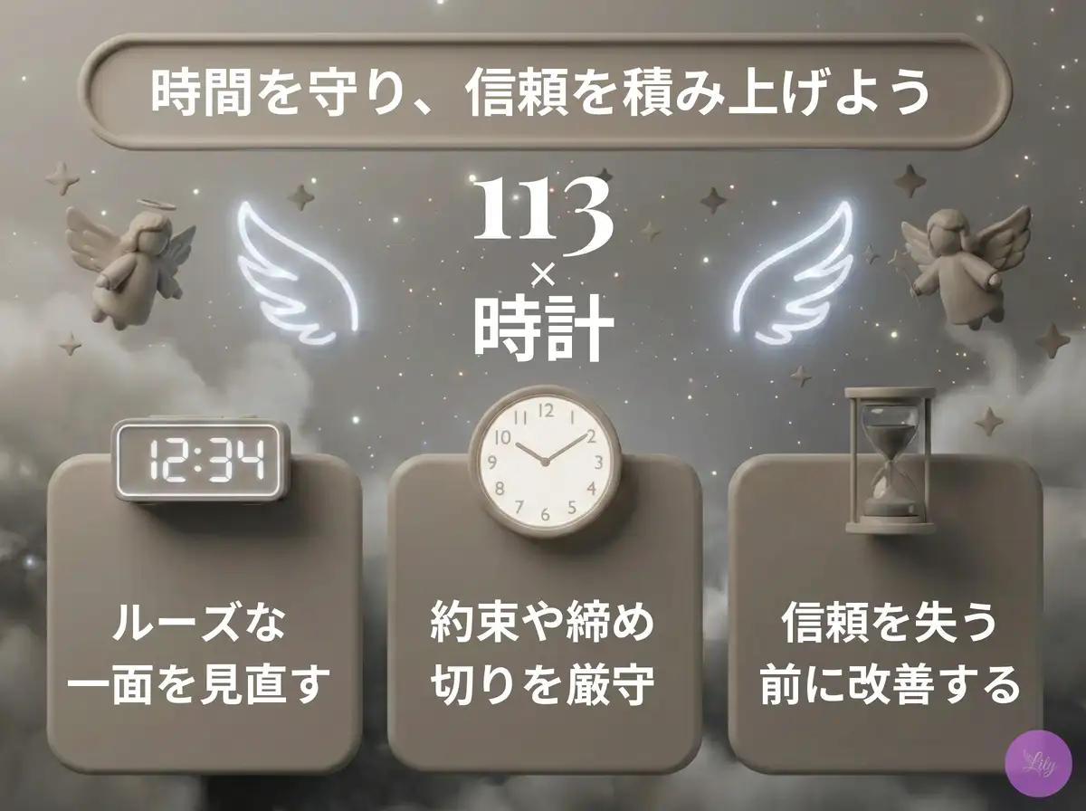 リリーのエンジェルナンバー 113 x 時計