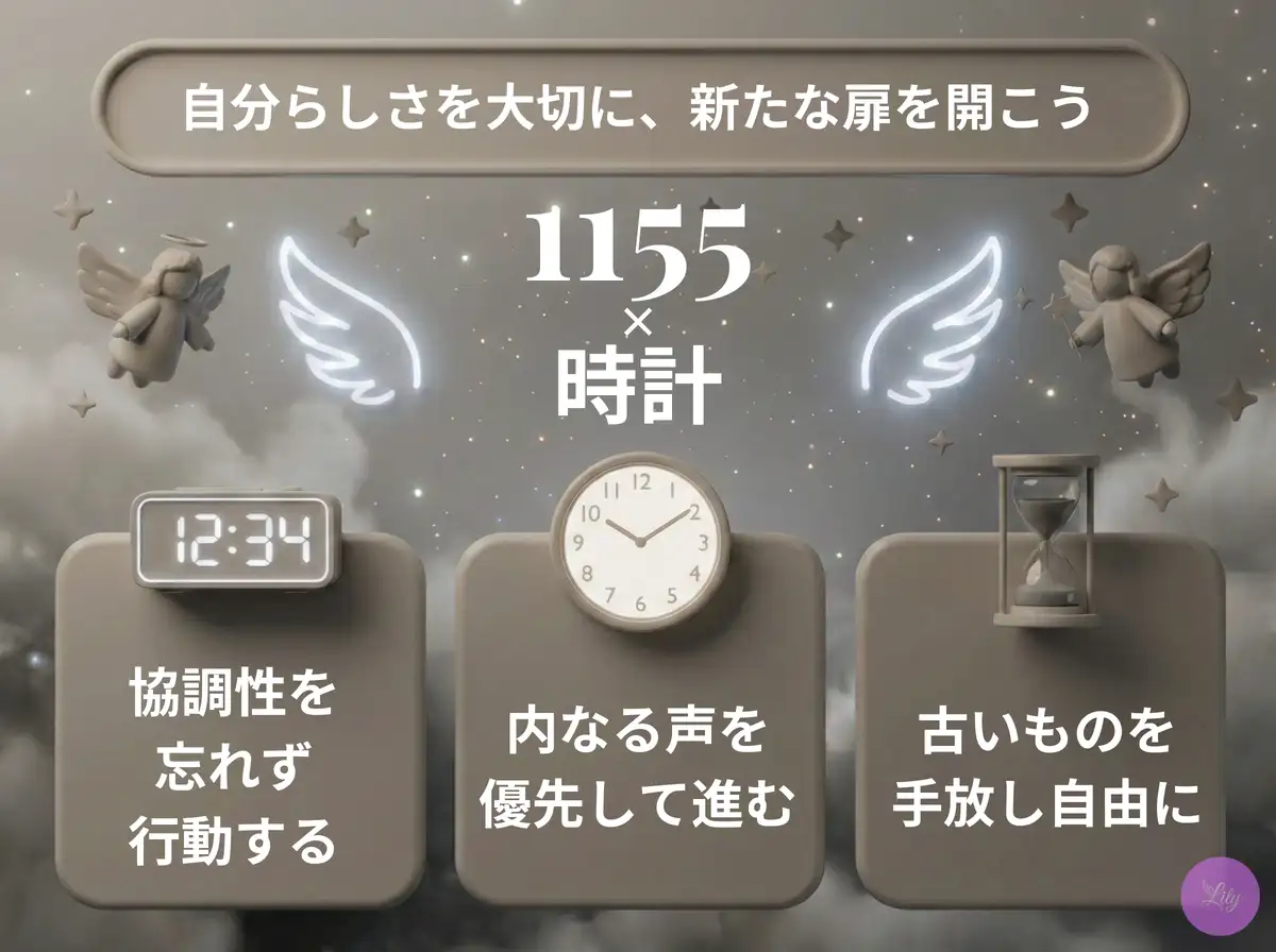 リリーのエンジェルナンバー 1155 x 時計