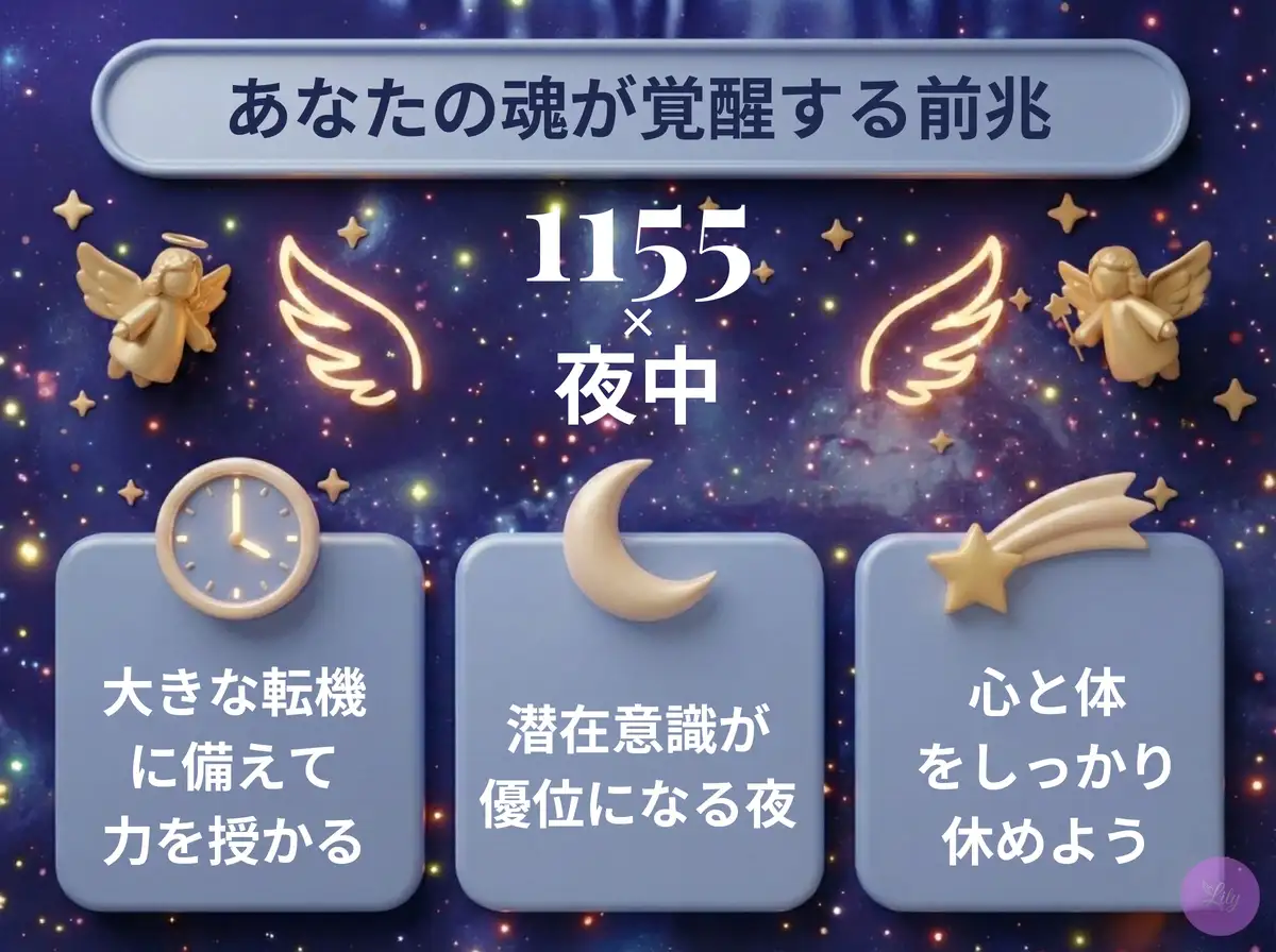 リリーのエンジェルナンバー 1155 x 夜中