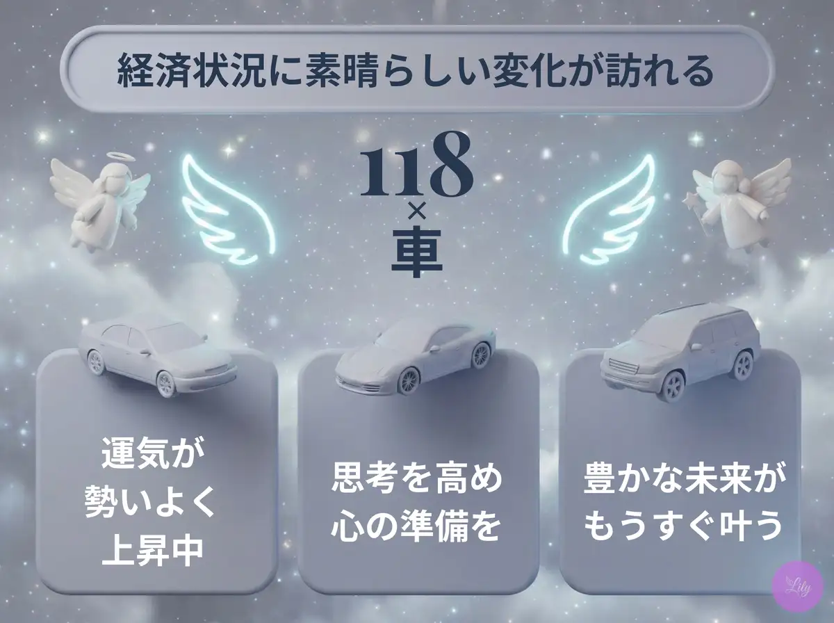 リリーのエンジェルナンバー 118 x 車