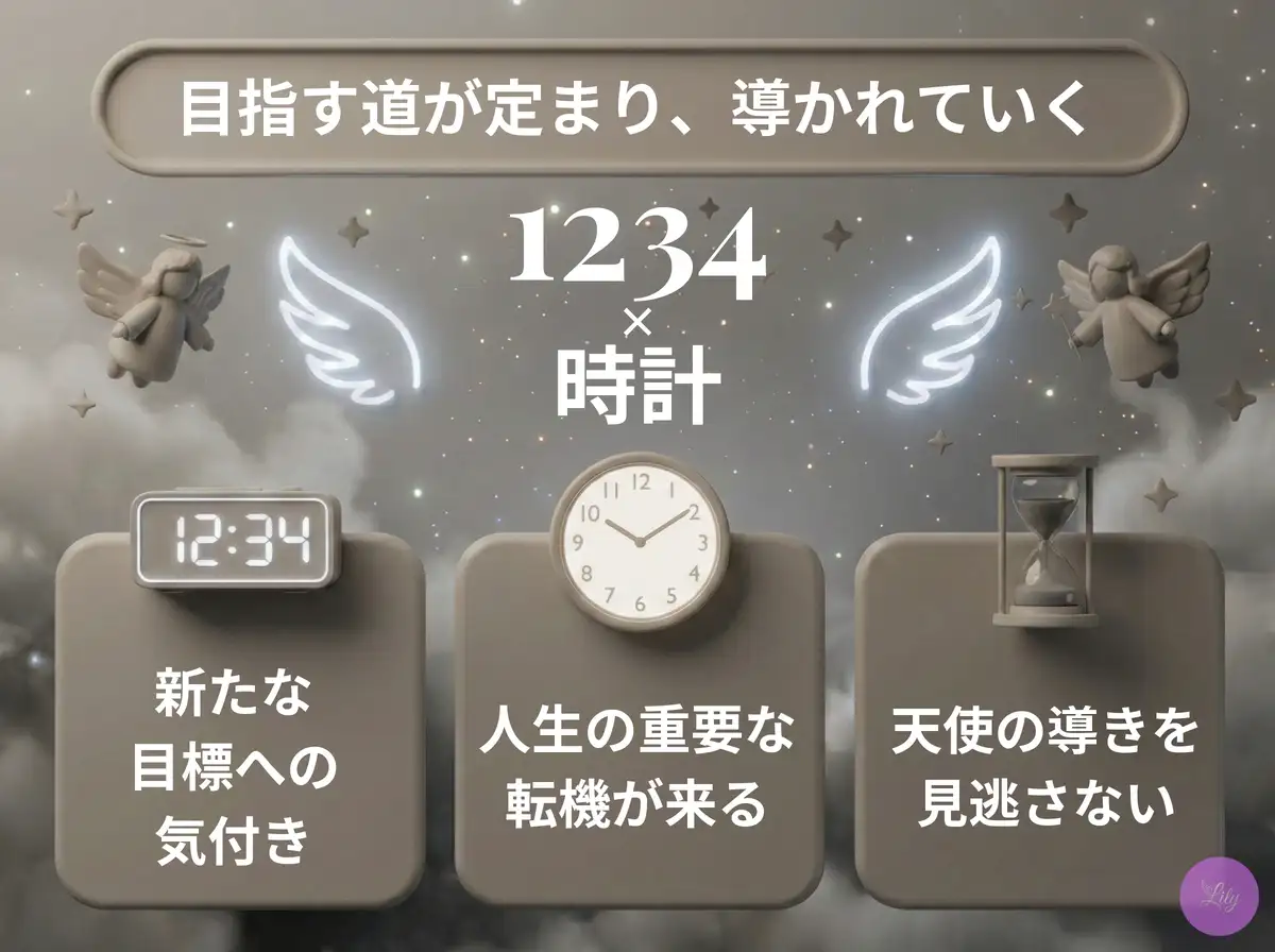 リリーのエンジェルナンバー 1234 x 時計