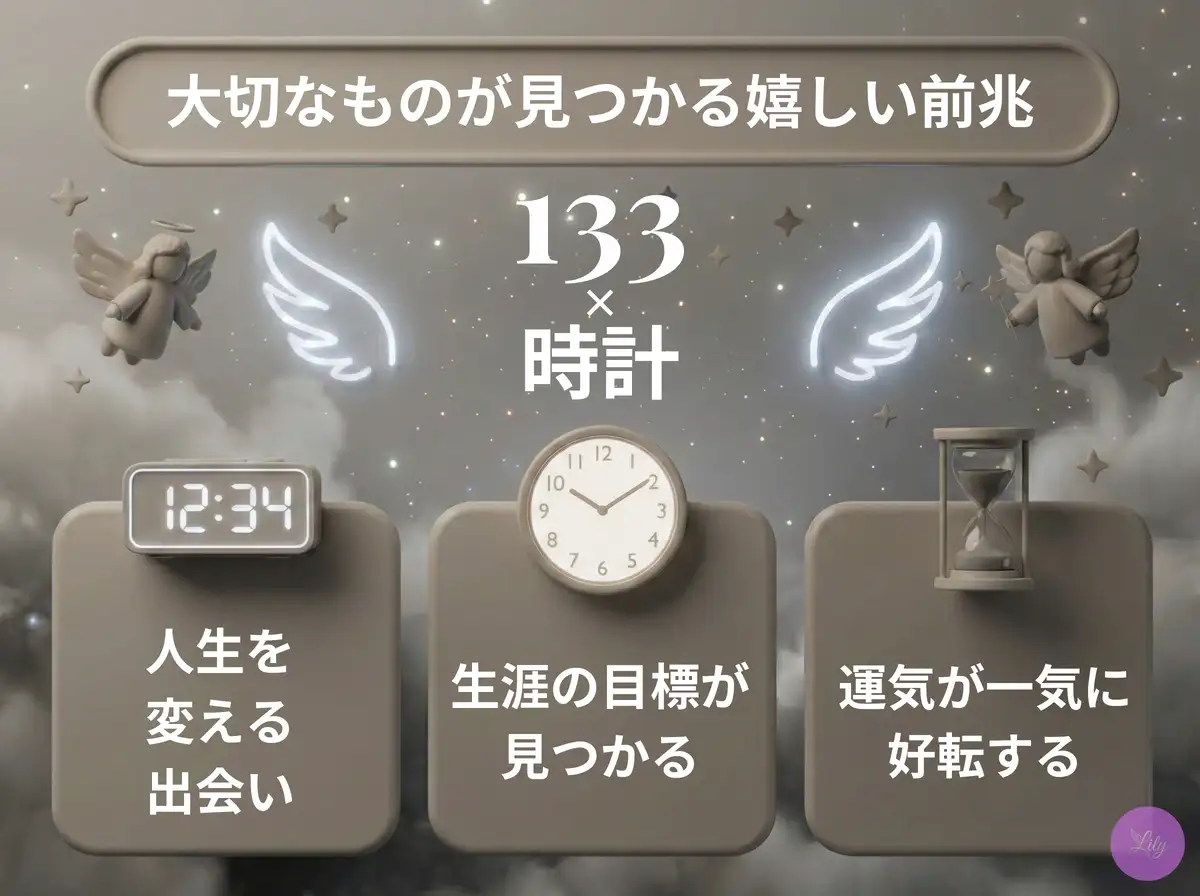 リリーのエンジェルナンバー 133 x 時計