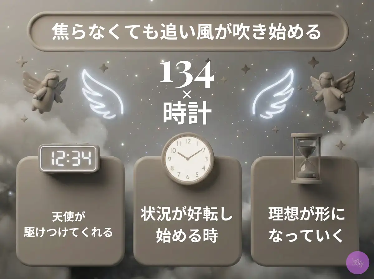 リリーのエンジェルナンバー 134 x 時計