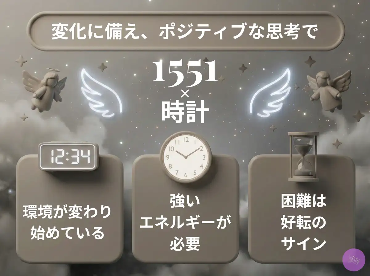 リリーのエンジェルナンバー 1551 x 時計