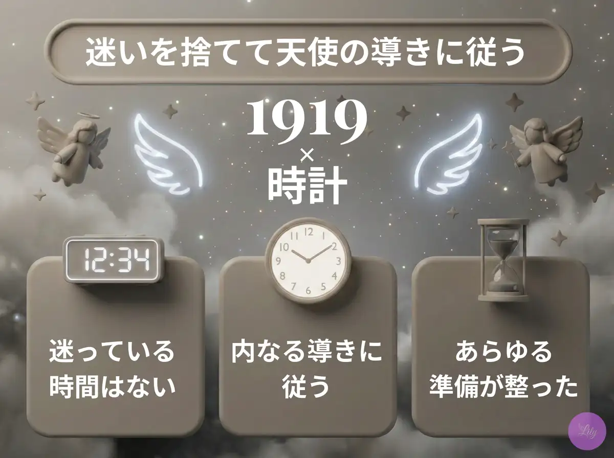 リリーのエンジェルナンバー 1919 x 時計