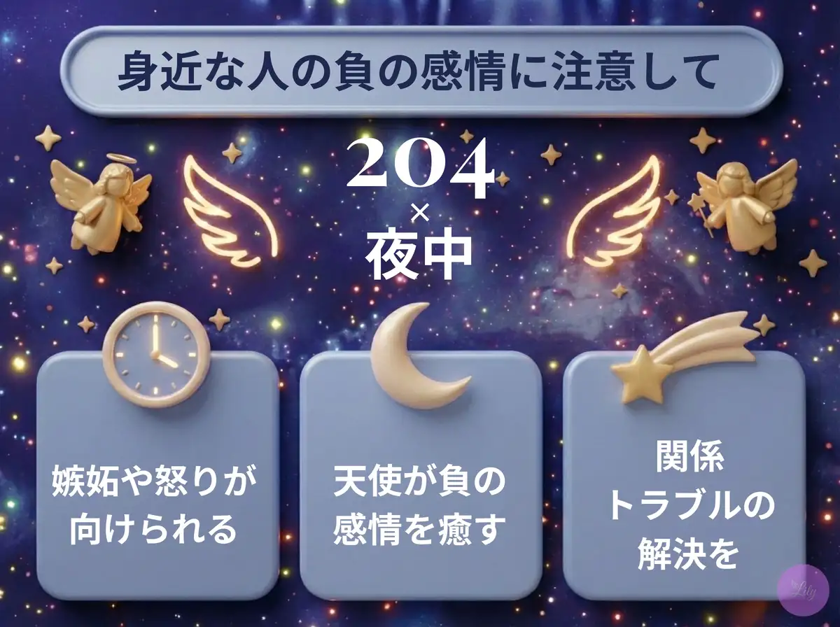 リリーのエンジェルナンバー 204 x 夜中