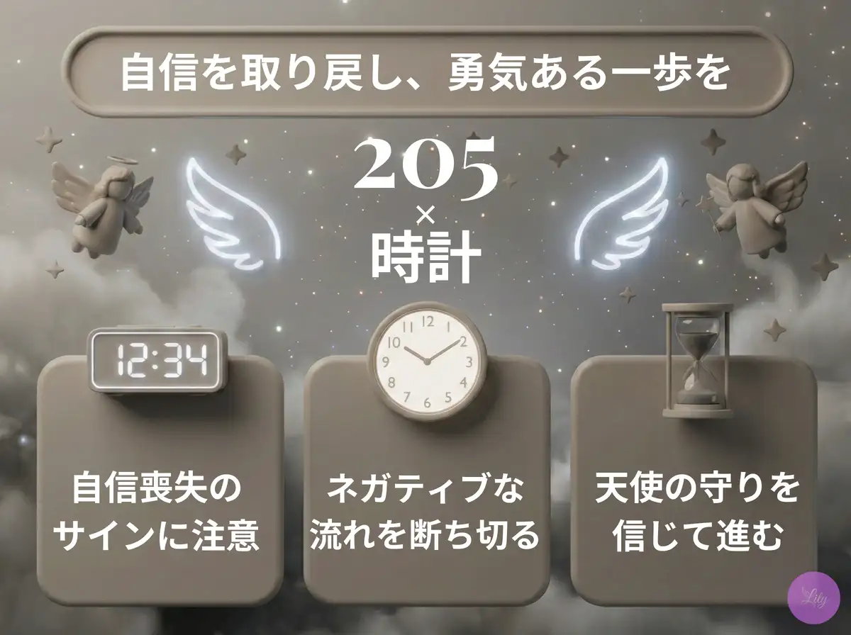 リリーのエンジェルナンバー 205 x 時計
