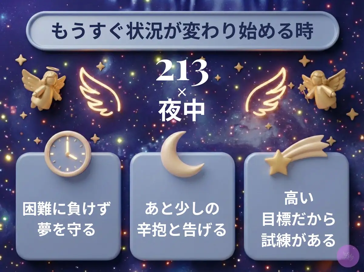 リリーのエンジェルナンバー 213 x 夜中