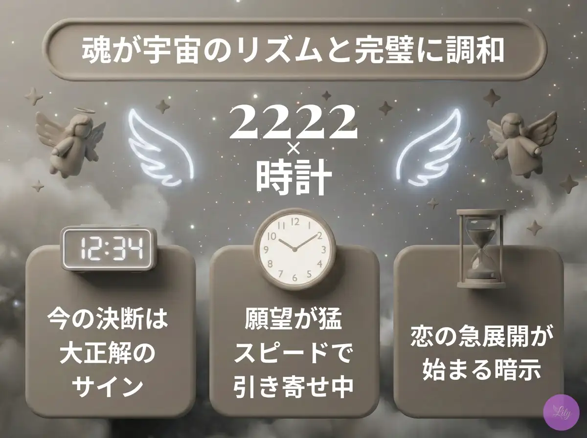 リリーのエンジェルナンバー 2222 x 時計