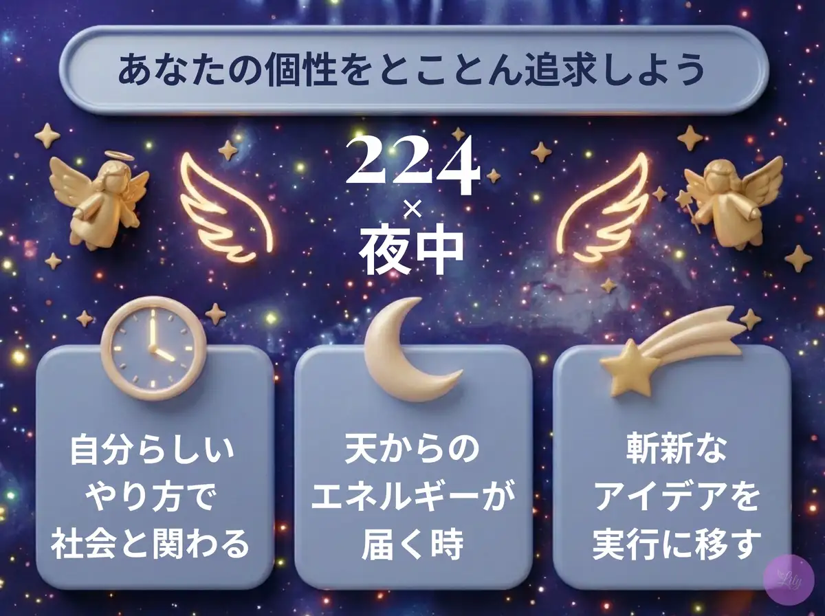 リリーのエンジェルナンバー 224 x 夜中