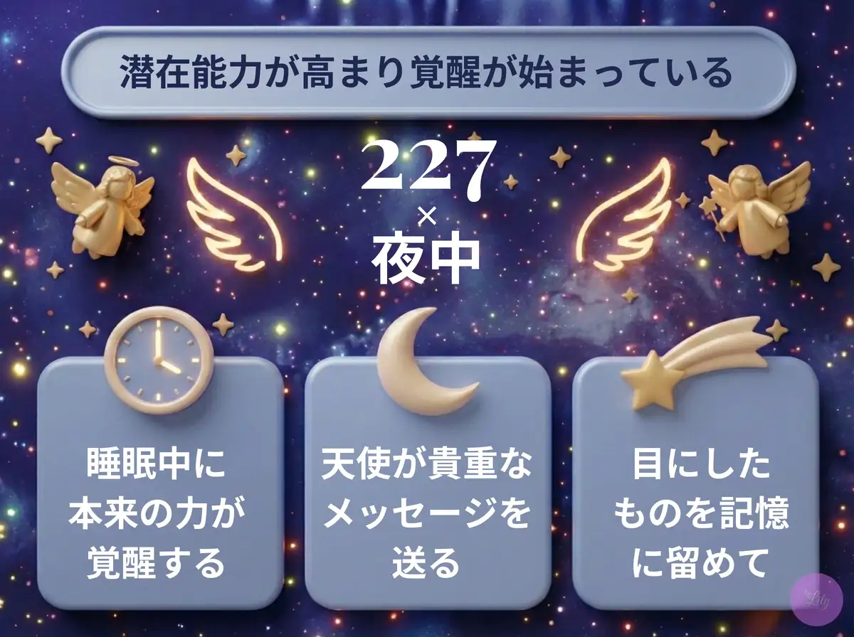 リリーのエンジェルナンバー 227 x 夜中