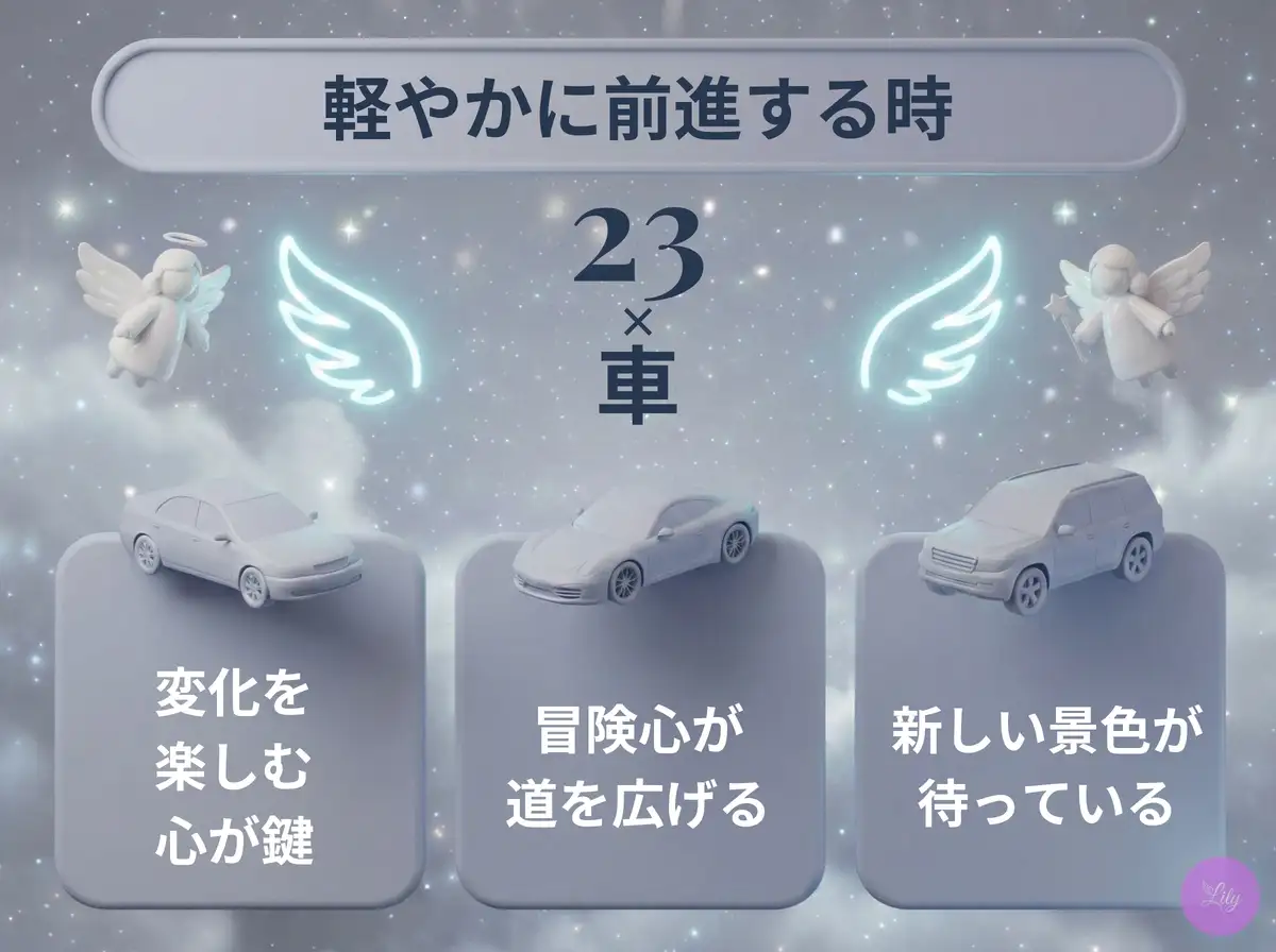リリーのエンジェルナンバー 23 x 車