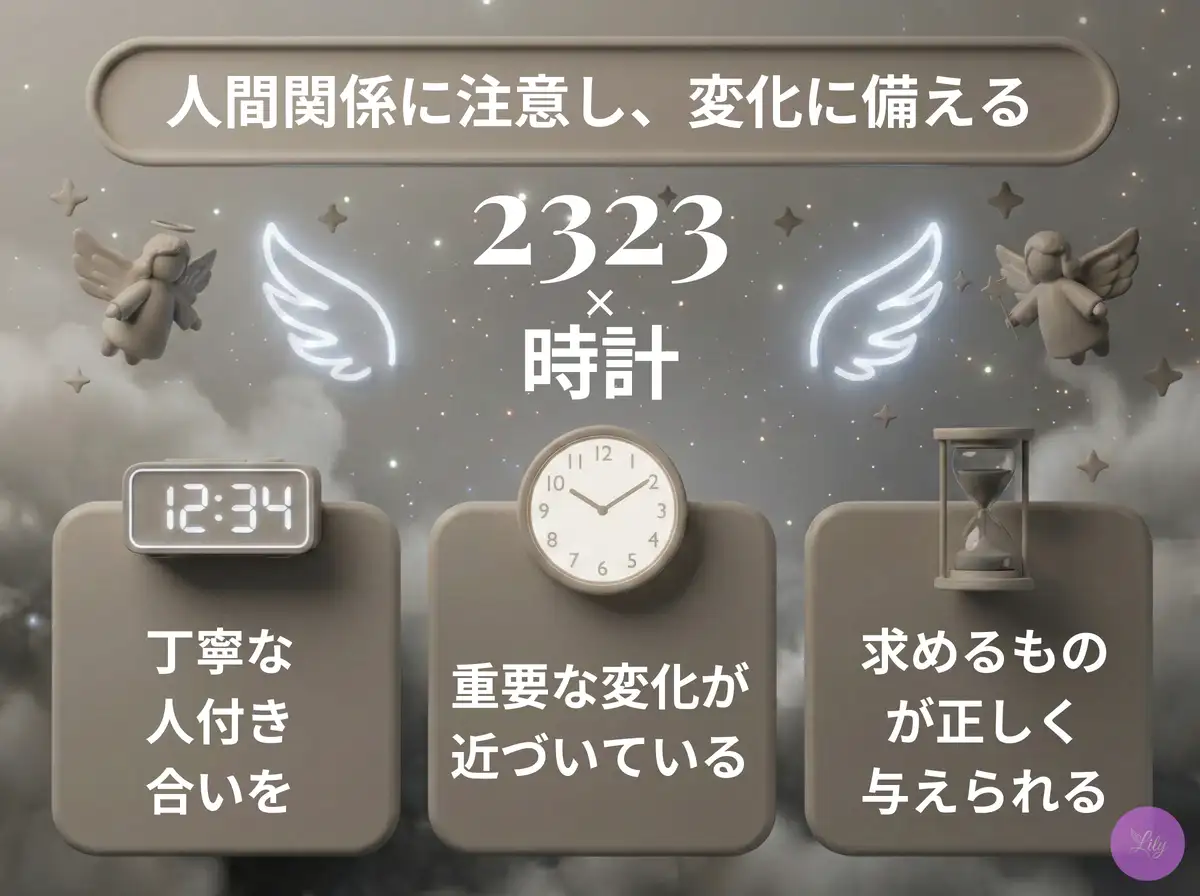 リリーのエンジェルナンバー 2323 x 時計