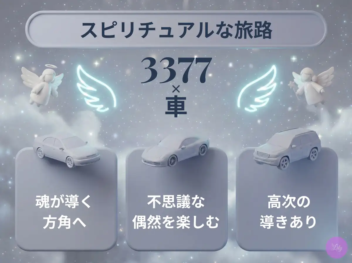 リリーのエンジェルナンバー 3377 x 車