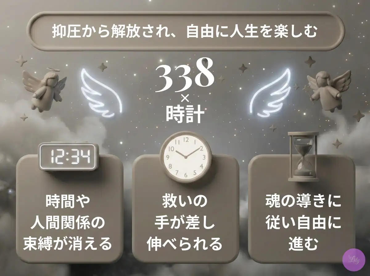 リリーのエンジェルナンバー 338 x 時計