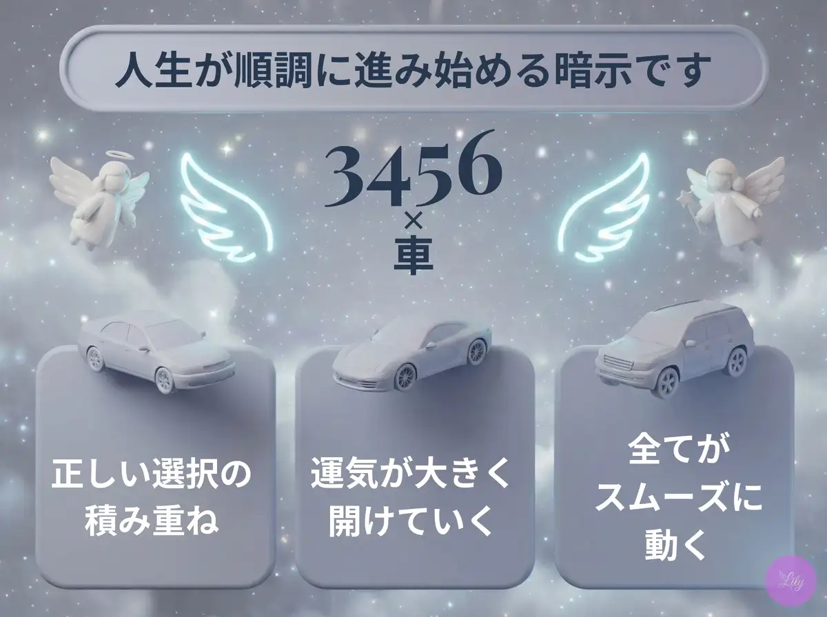 リリーのエンジェルナンバー 3456 x 車