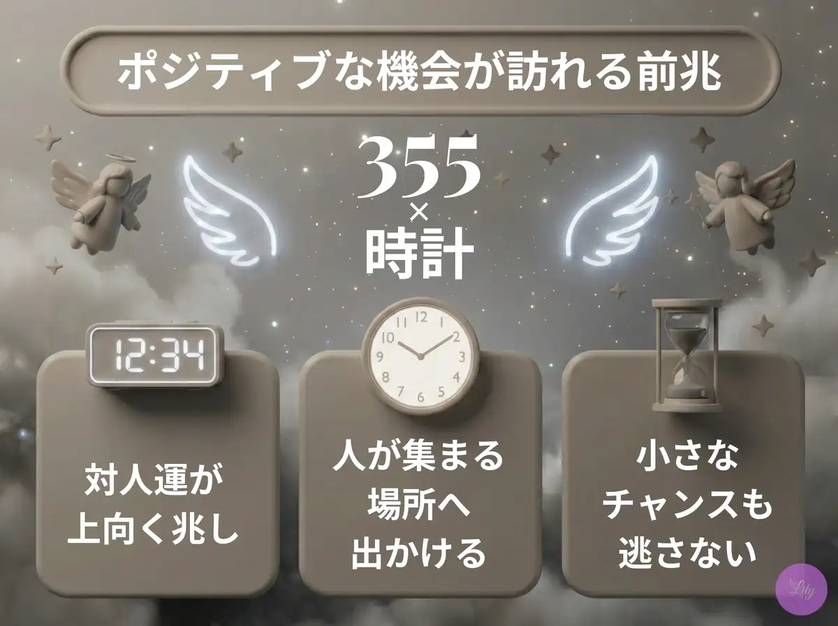 リリーのエンジェルナンバー 355 x 時計