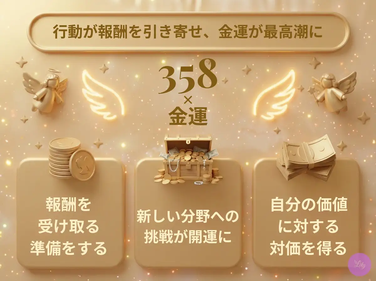 リリーのエンジェルナンバー 358 x 金運