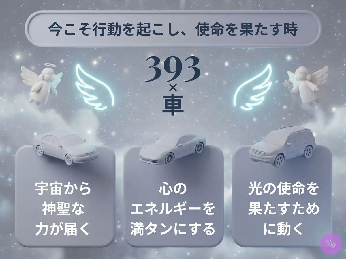 リリーのエンジェルナンバー 393 x 車