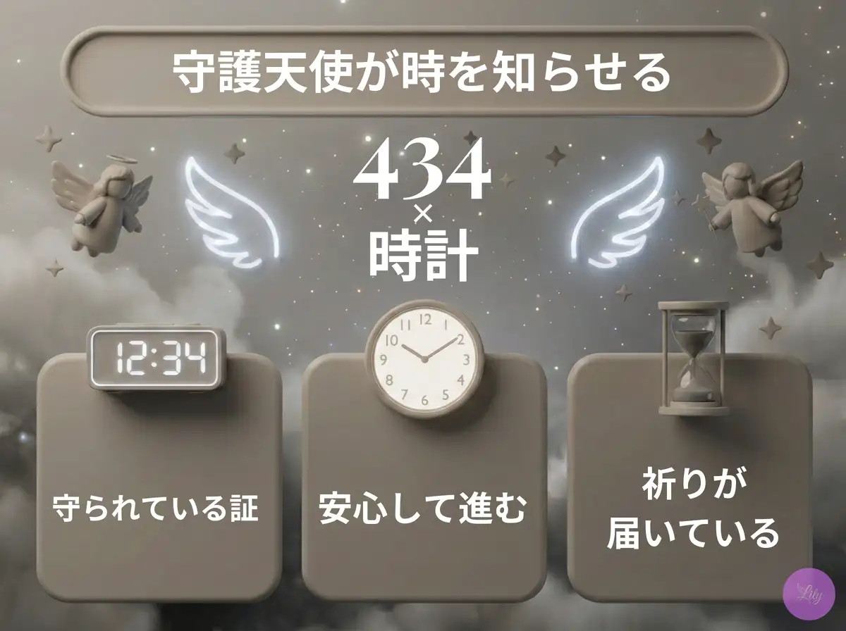 リリーのエンジェルナンバー 434 x 時計