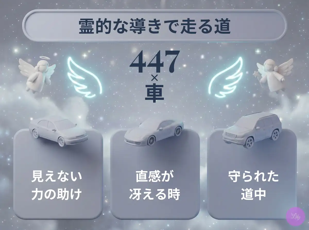 リリーのエンジェルナンバー 447 x 車