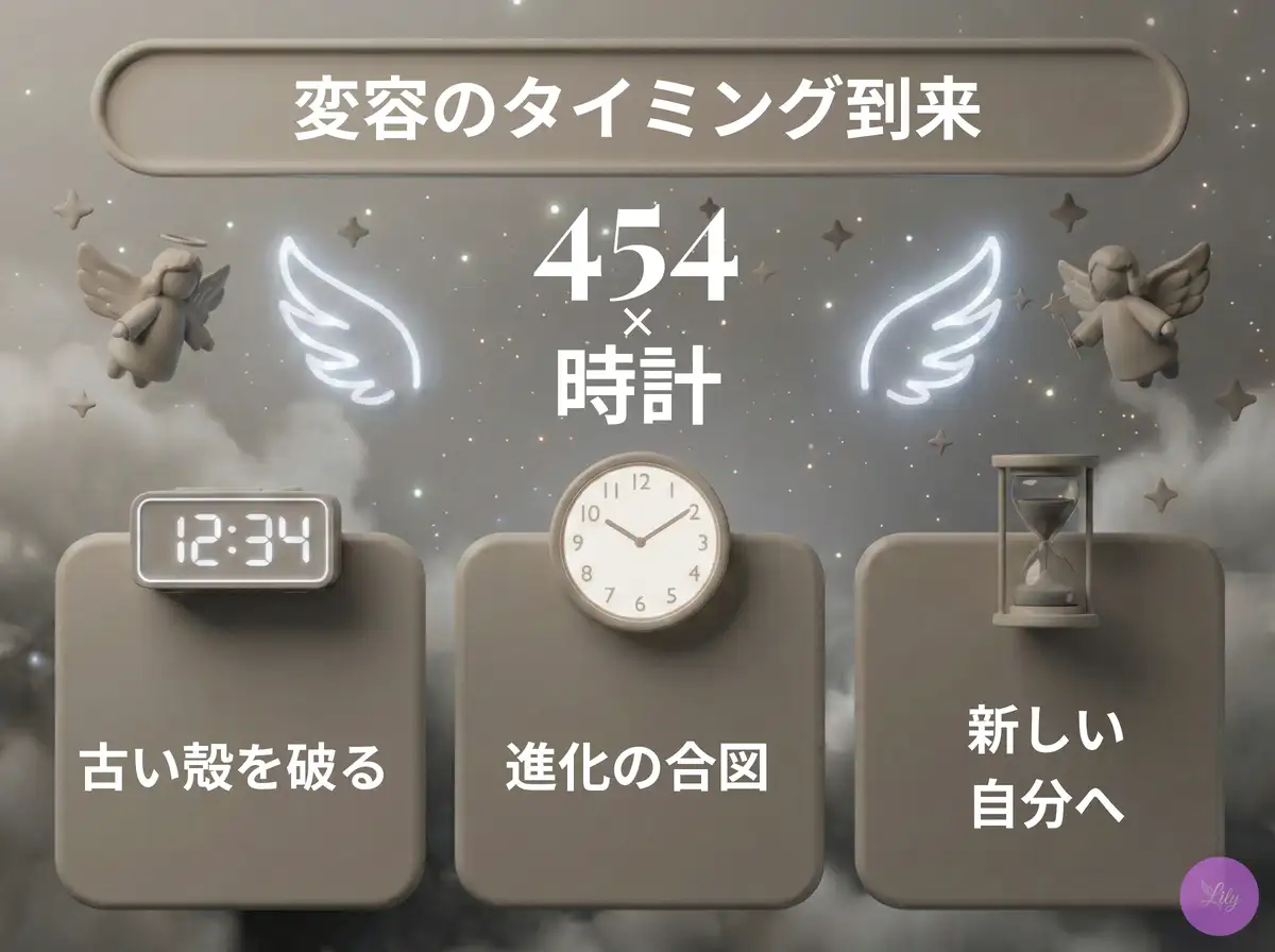 リリーのエンジェルナンバー 454 x 時計