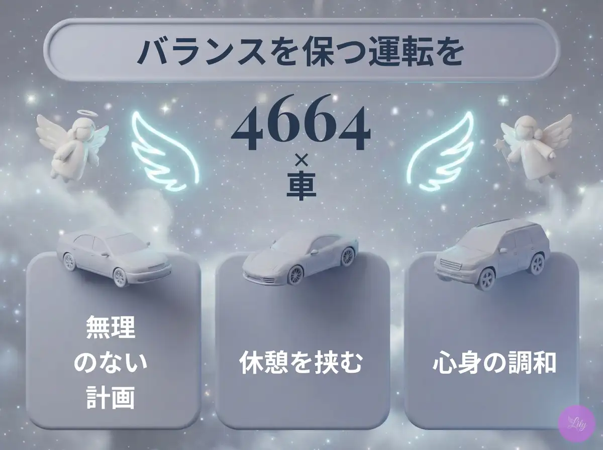 リリーのエンジェルナンバー 4664 x 車