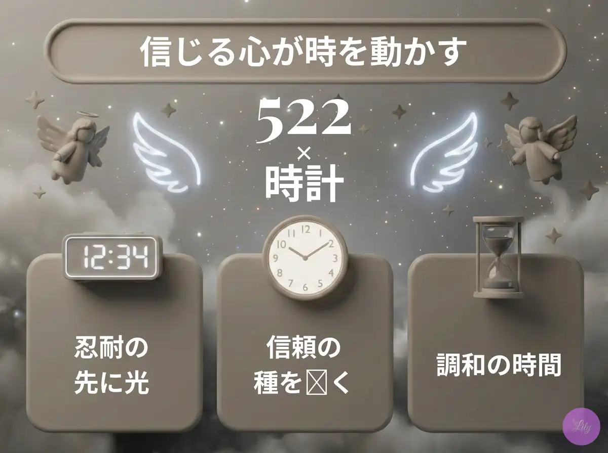 リリーのエンジェルナンバー 522 x 時計