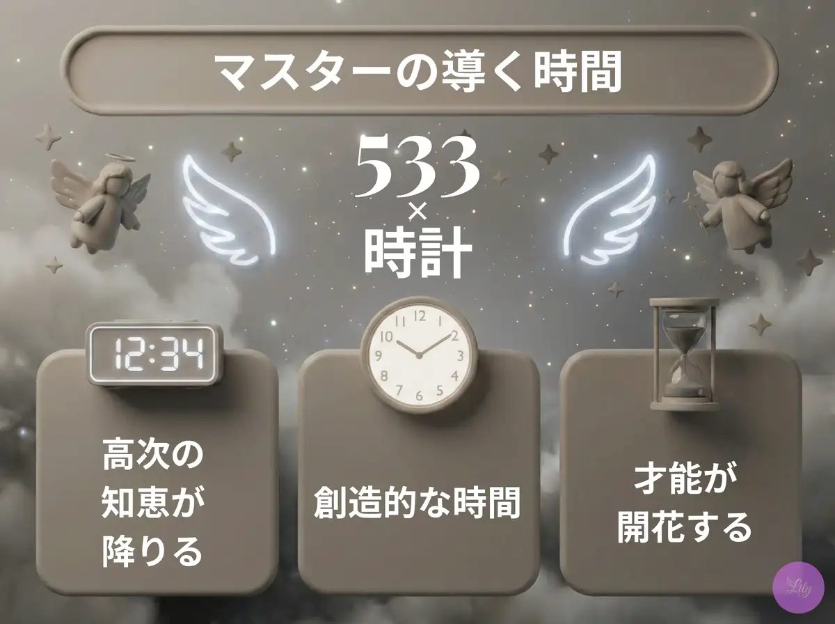 リリーのエンジェルナンバー 533 x 時計