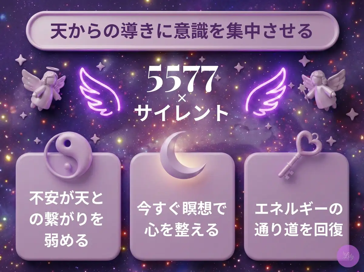 リリーのエンジェルナンバー 5577 x サイレント