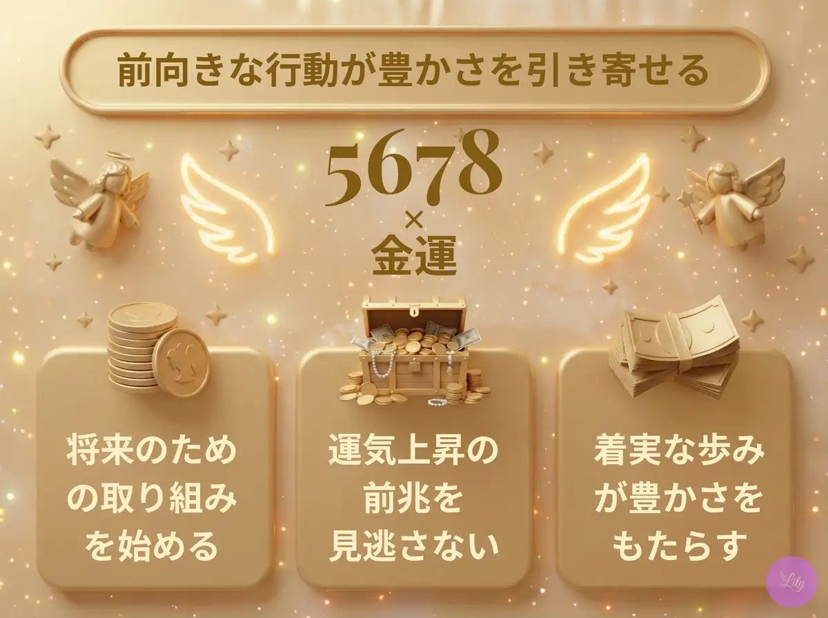 リリーのエンジェルナンバー 5678 x 金運