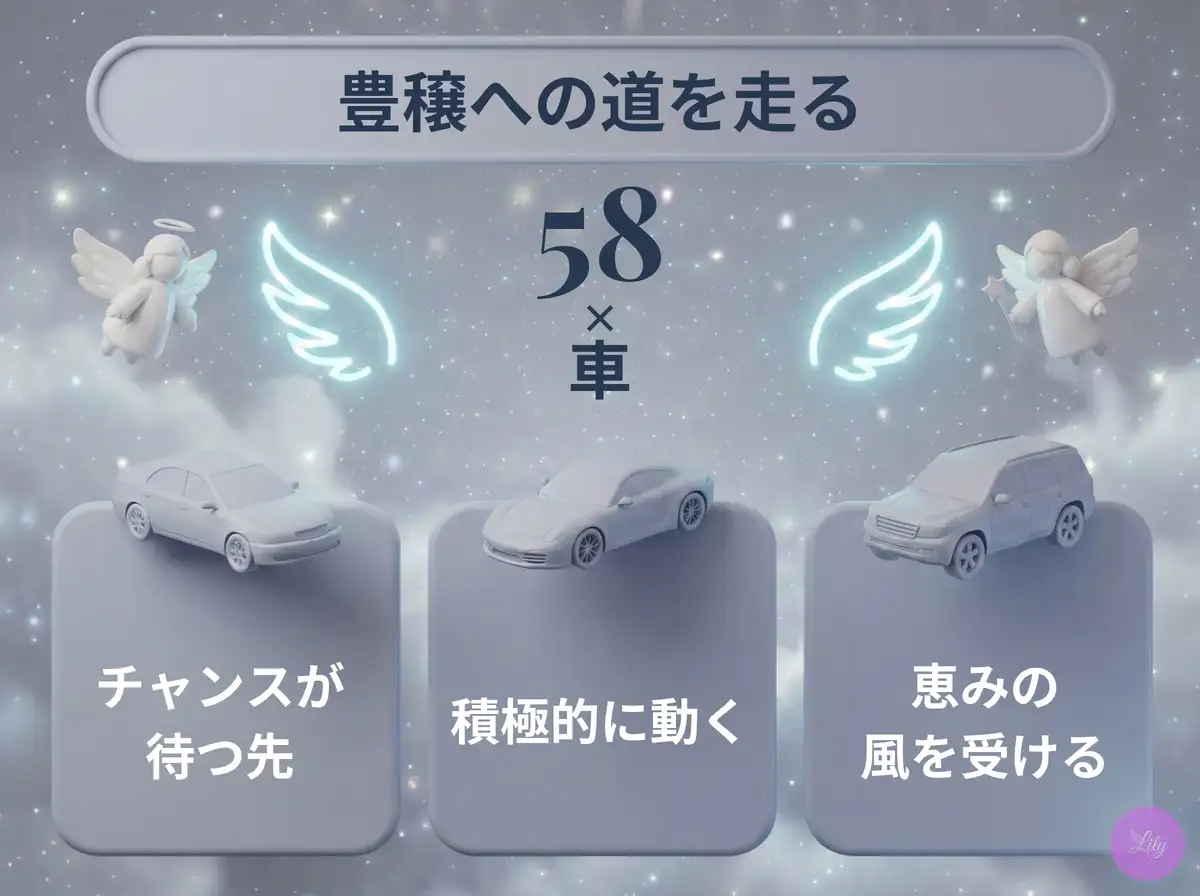 リリーのエンジェルナンバー 58 x 車