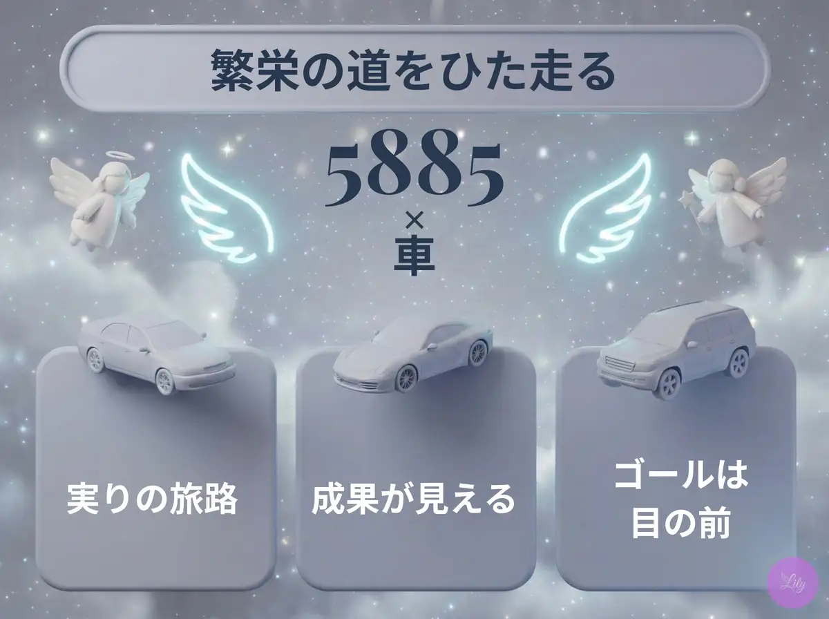 リリーのエンジェルナンバー 5885 x 車
