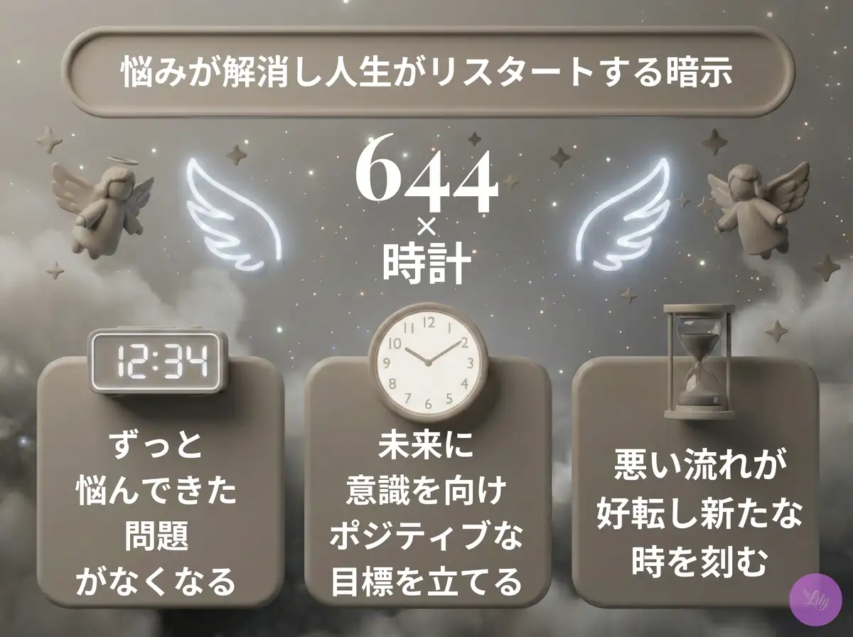 リリーのエンジェルナンバー 644 x 時計