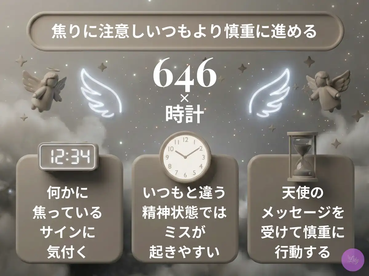 リリーのエンジェルナンバー 646 x 時計