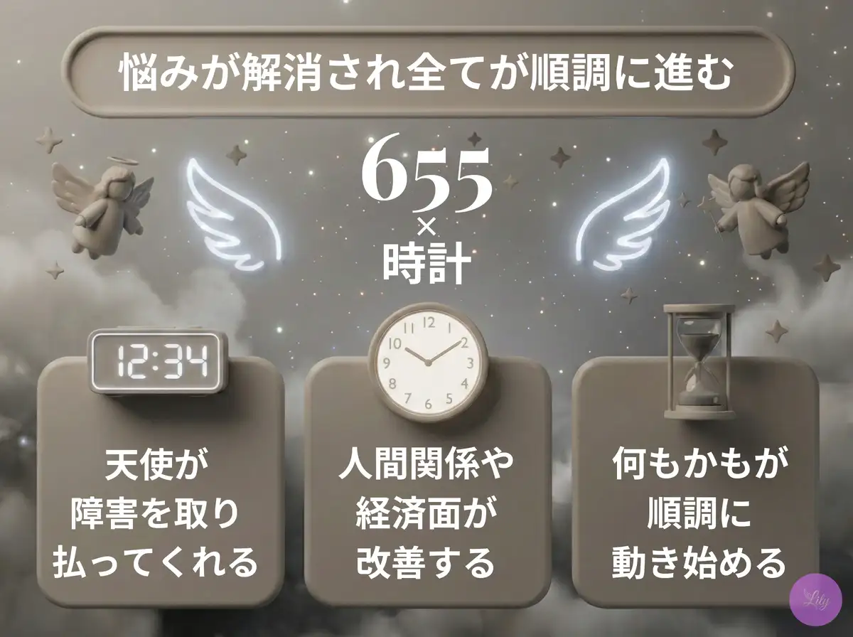 リリーのエンジェルナンバー 655 x 時計