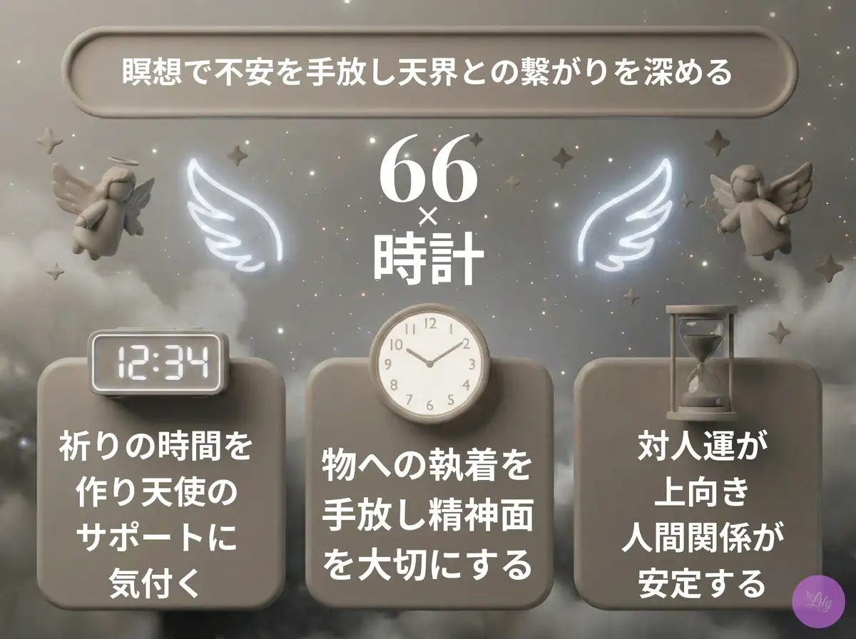 リリーのエンジェルナンバー 66 x 時計