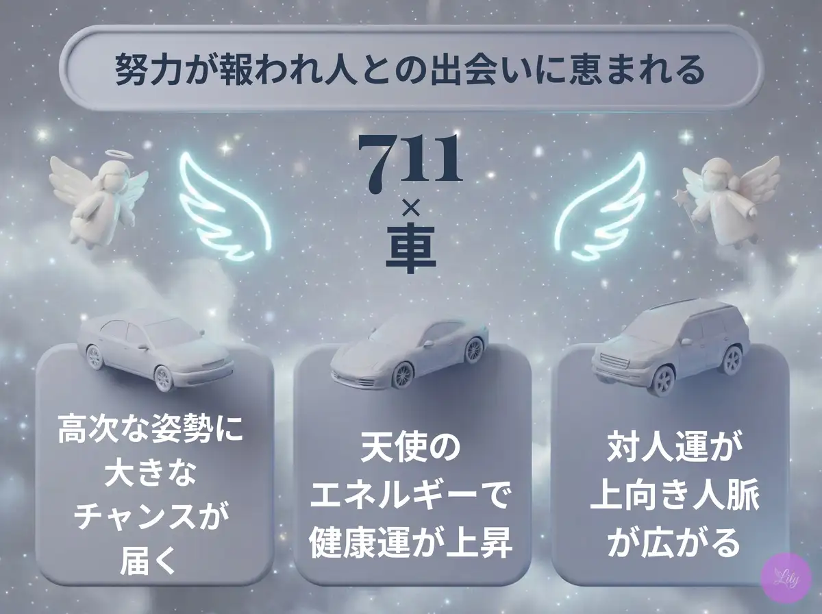 リリーのエンジェルナンバー 711 x 車