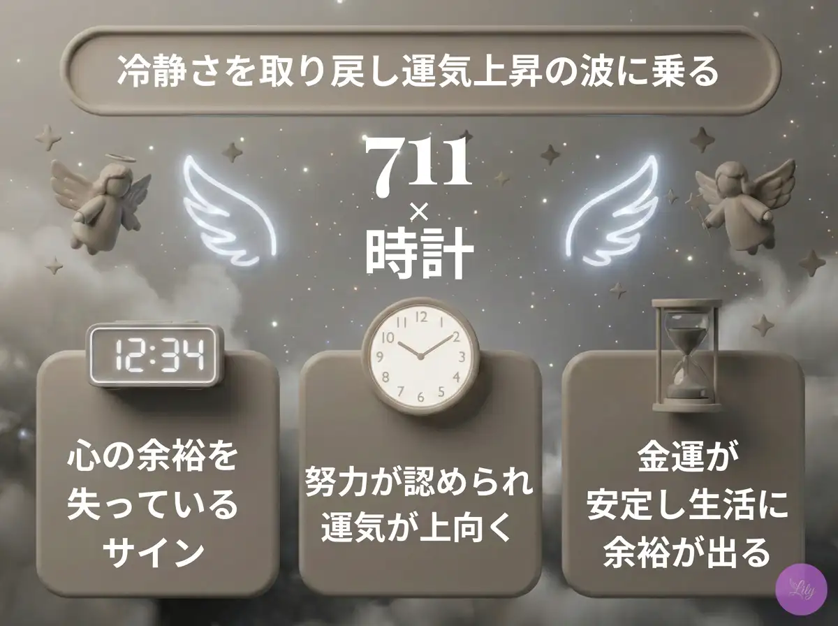 リリーのエンジェルナンバー 711 x 時計