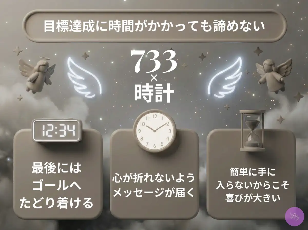 リリーのエンジェルナンバー 733 x 時計