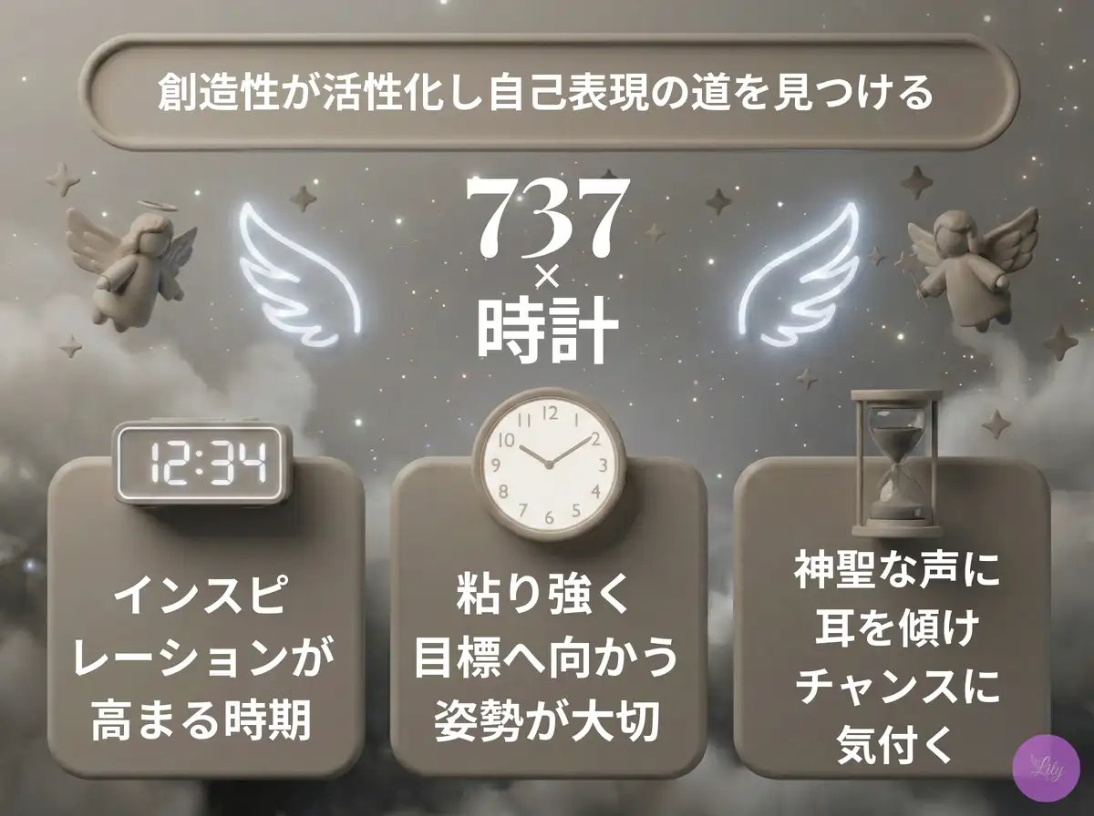 リリーのエンジェルナンバー 737 x 時計