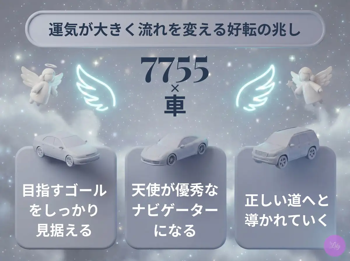 リリーのエンジェルナンバー 7755 x 車