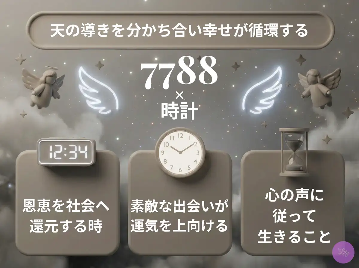 リリーのエンジェルナンバー 7788 x 時計