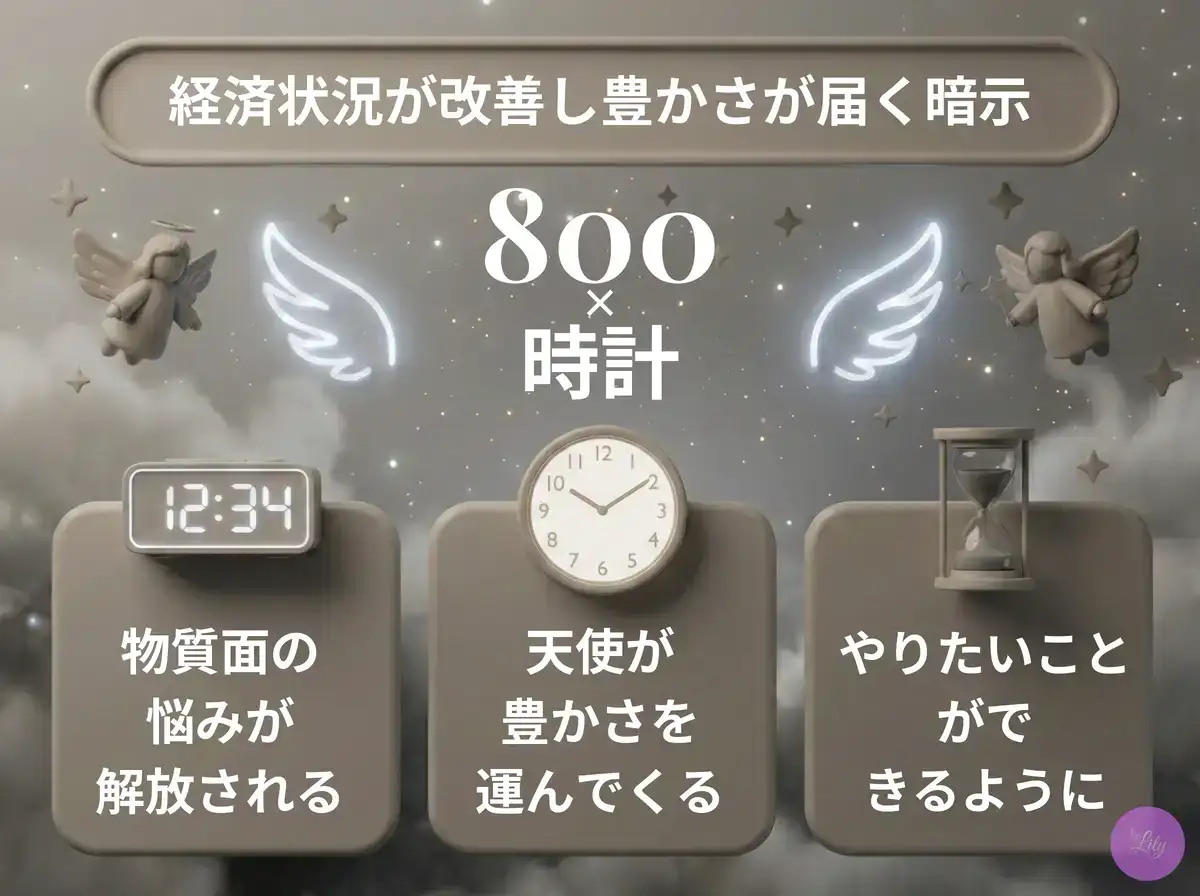 リリーのエンジェルナンバー 800 x 時計